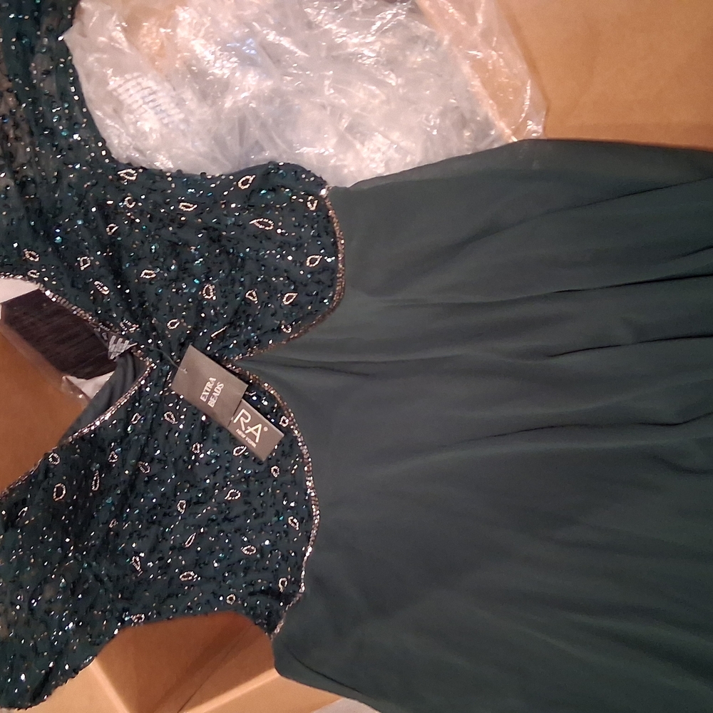 J Kara Green Sequin Halter Gown